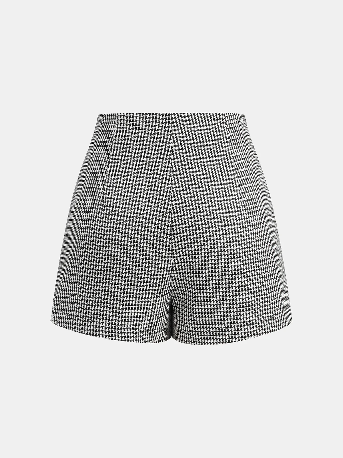 Houndstooth Tweed Double-Breasted Mini Skirt - Wholesalesil