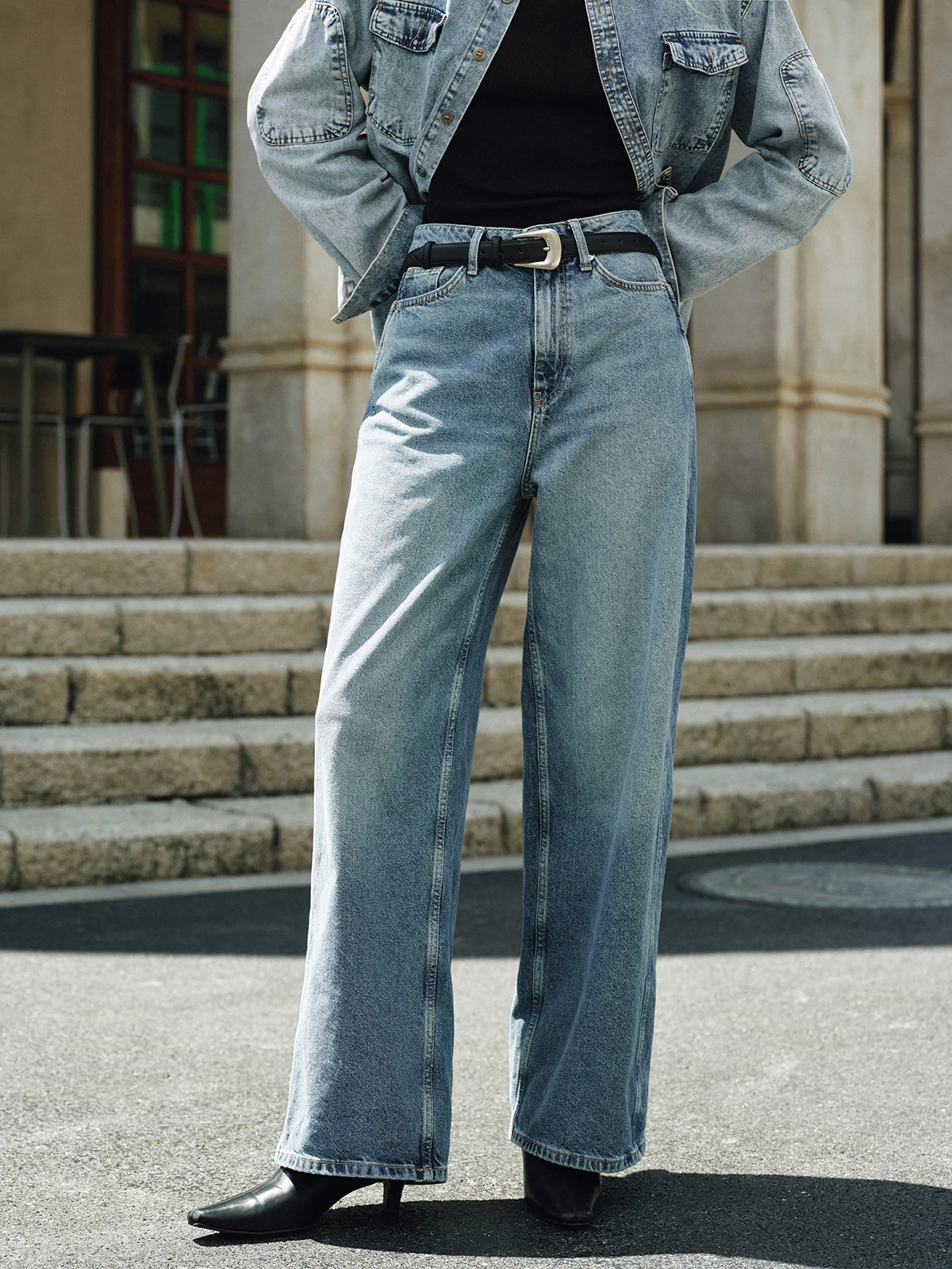 High-Waist Straight-Leg Denim Jeans - Wholesalesil