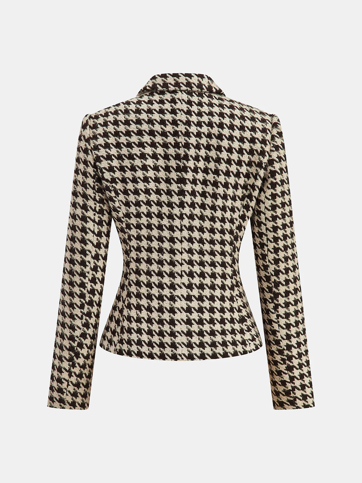 Metal Button Houndstooth Tweed Blazer - Wholesalesil
