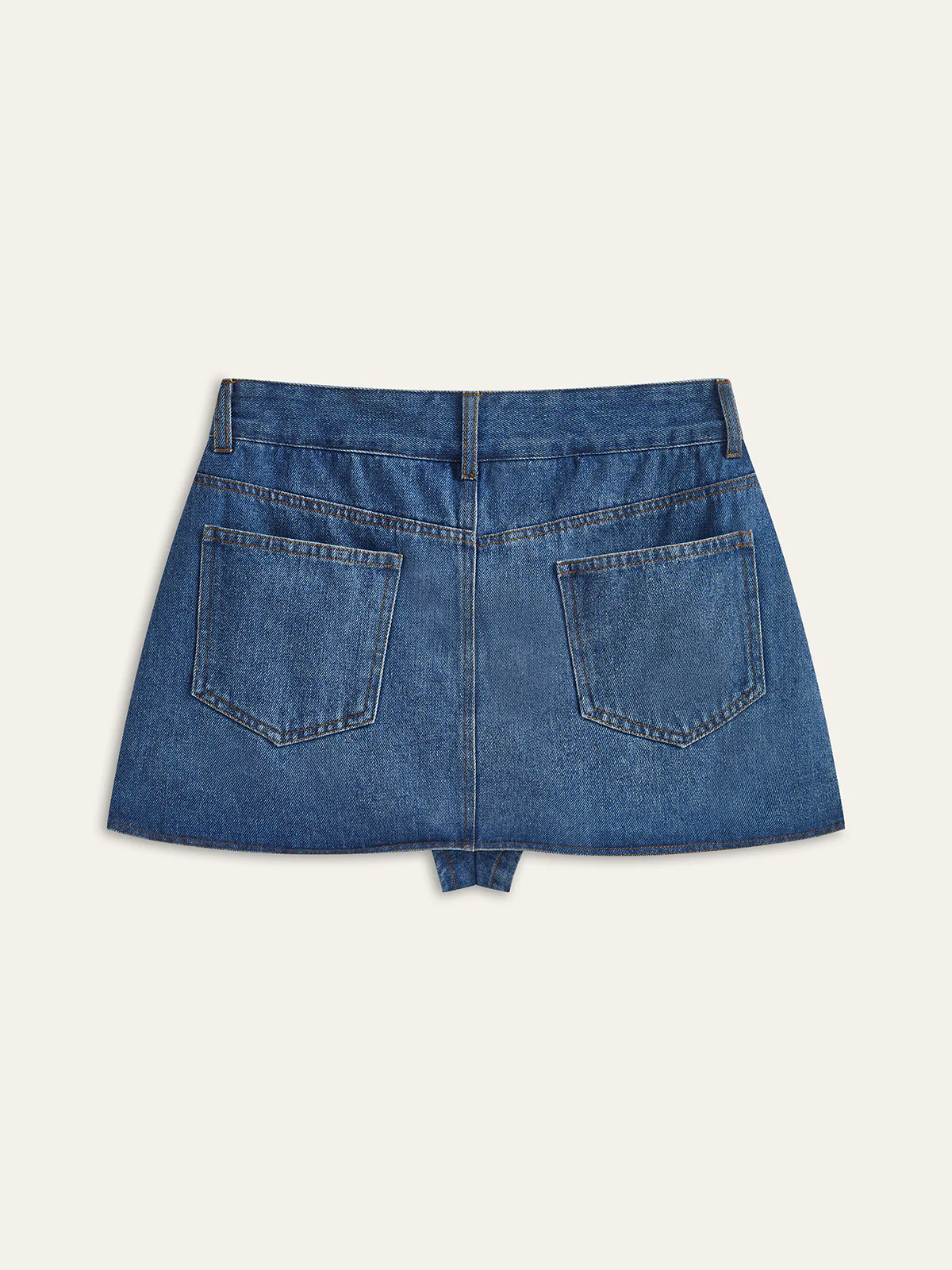 Pocketed Asymmetric Denim Skirt - Wholesalesil
