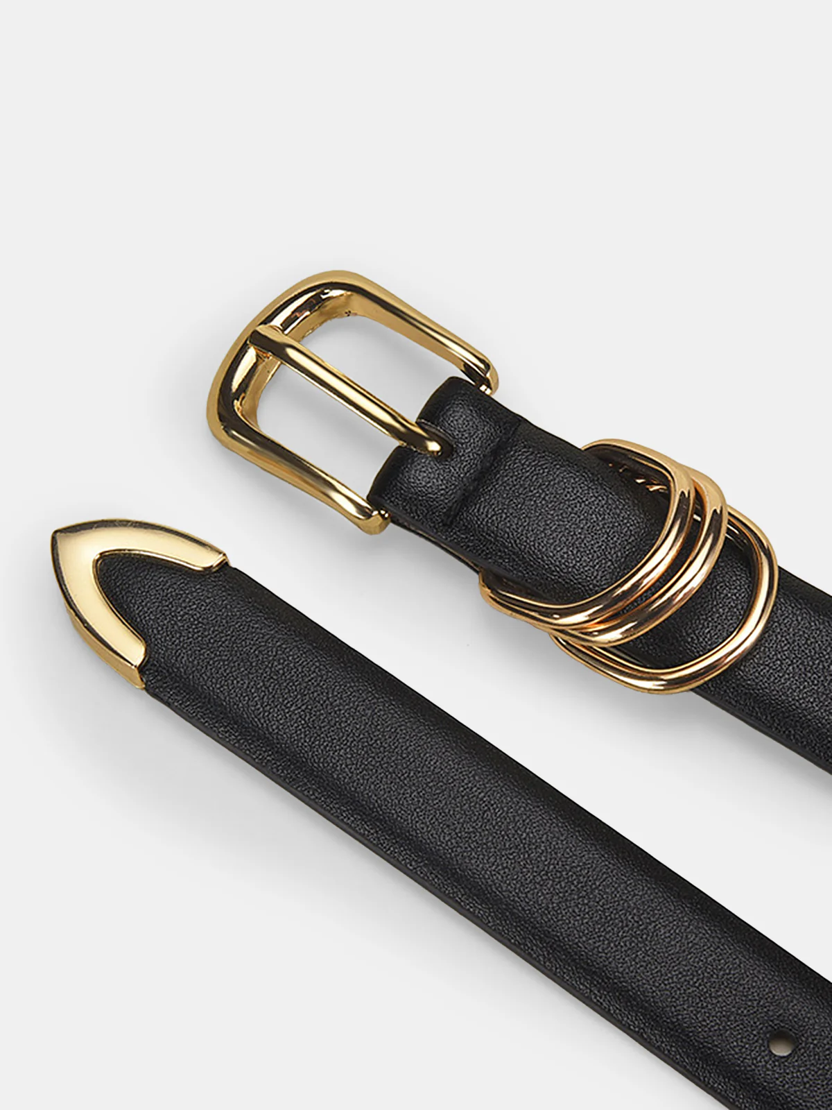 Gold Buckle Minimalist Faux Leather Belt - Wholesalesil