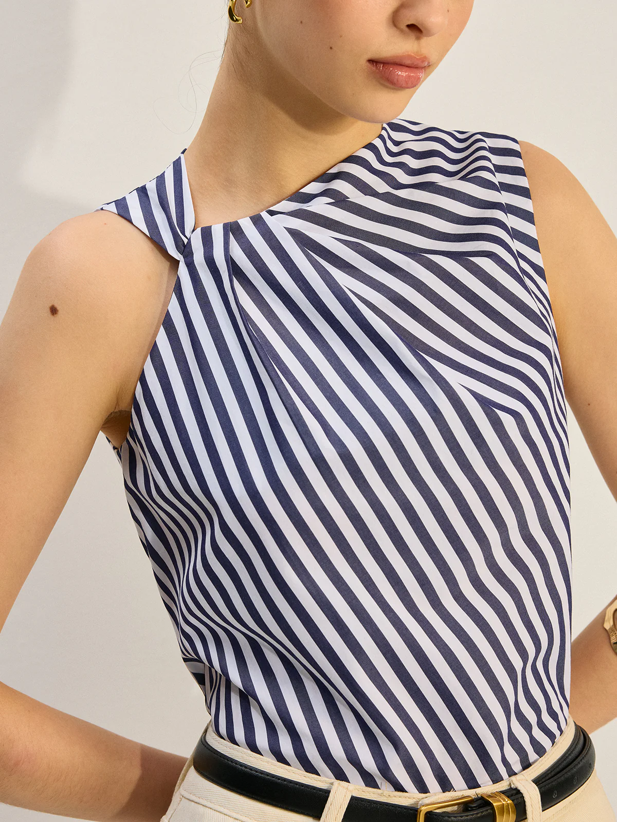 Striped Knotted Tank Top - Wholesalesil
