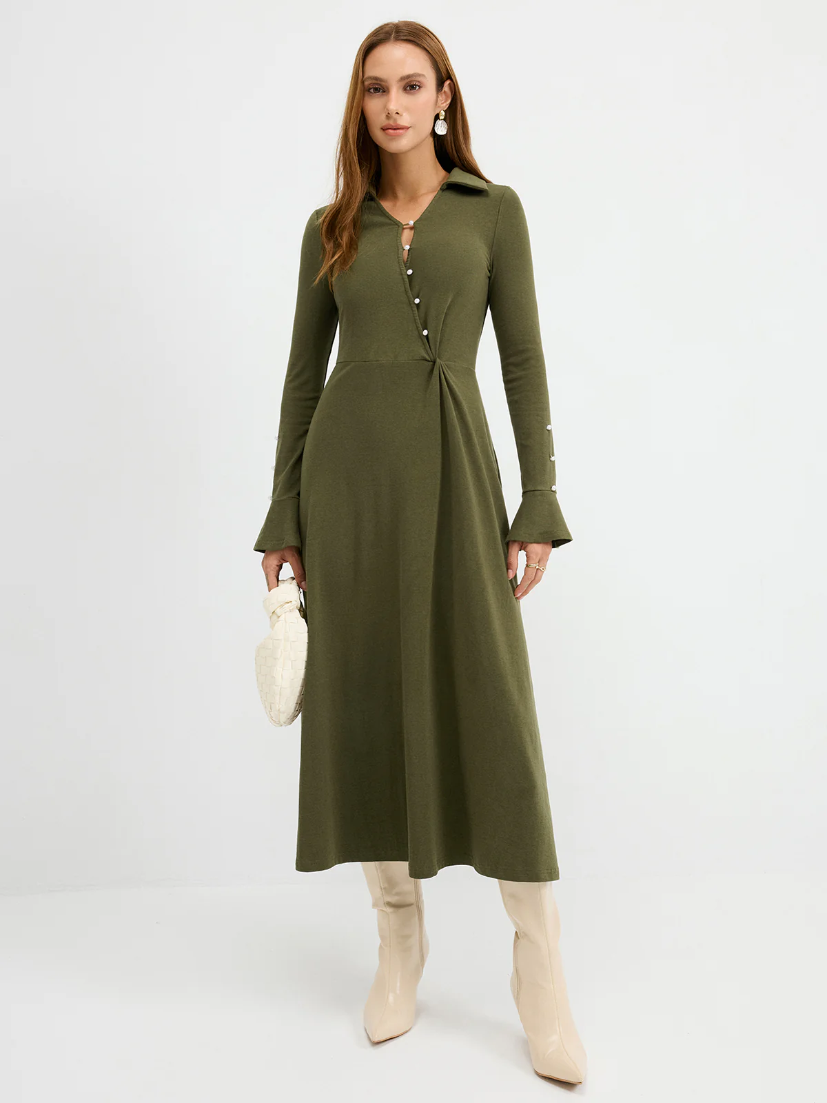 Asymmetrical Twist Knit Maxi Dress - Wholesalesil