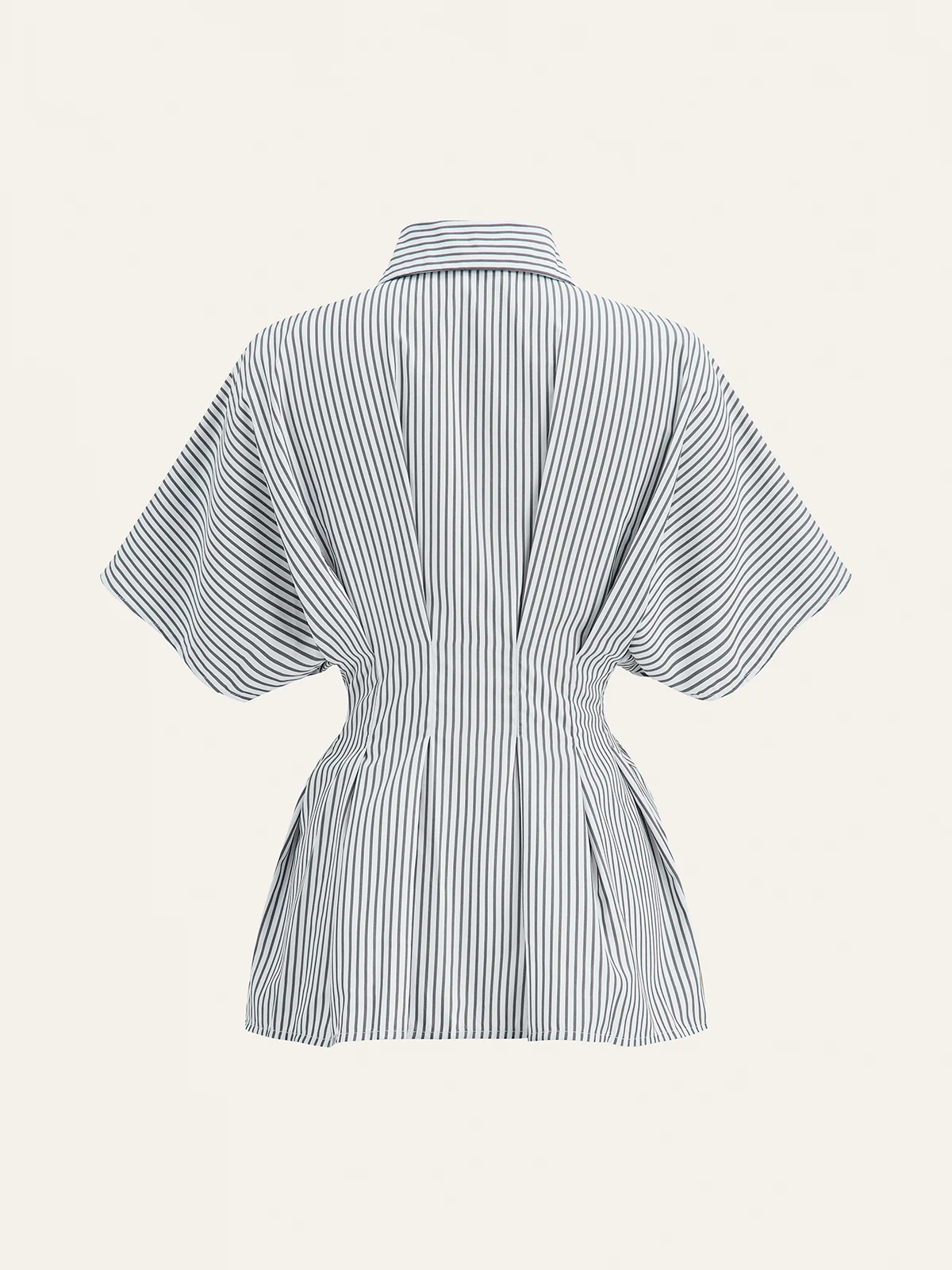 Cinched Waist Striped Button Shirt - Wholesalesil