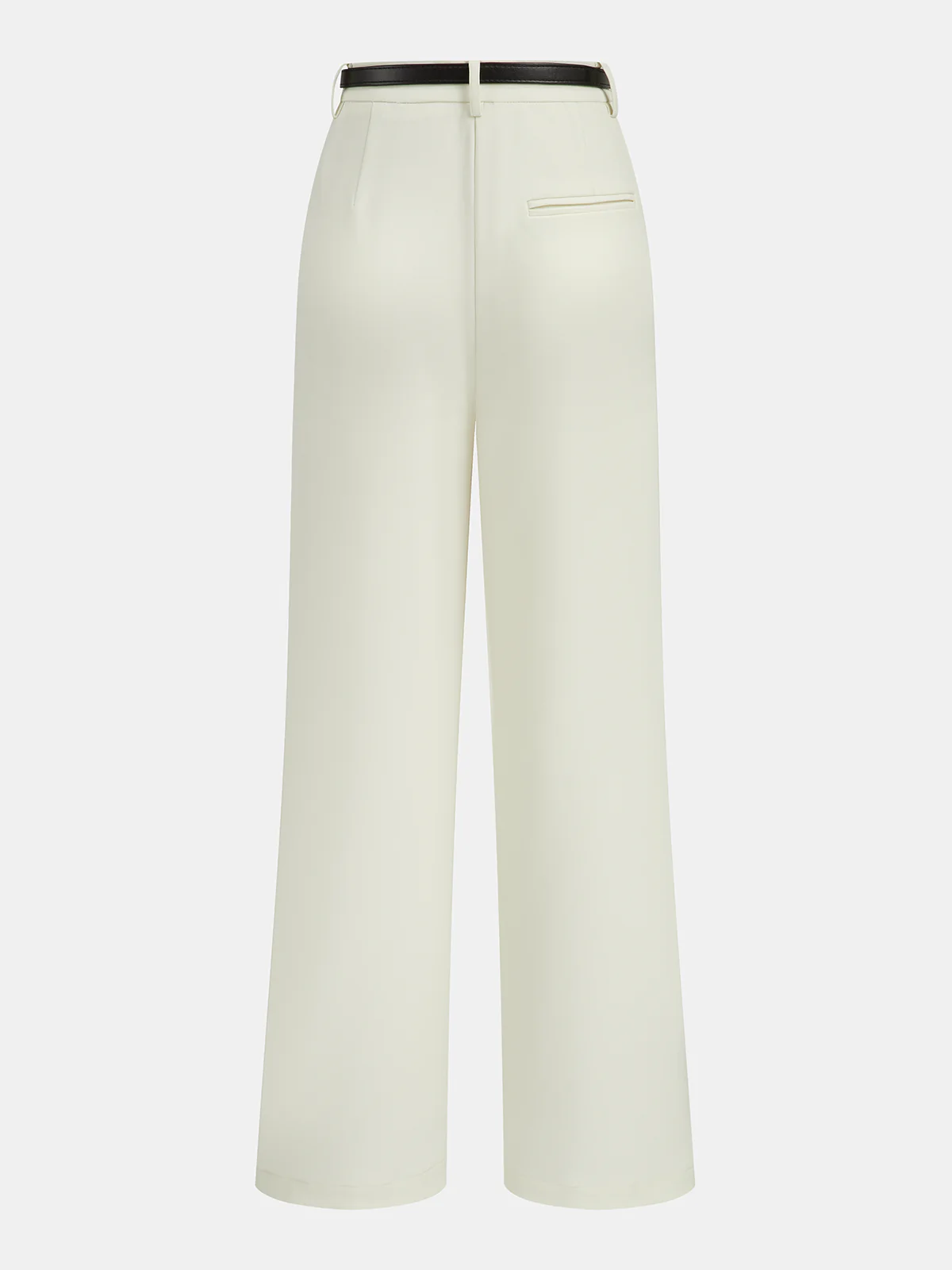 Belted Pleated Straight-Leg Pants - Wholesalesil