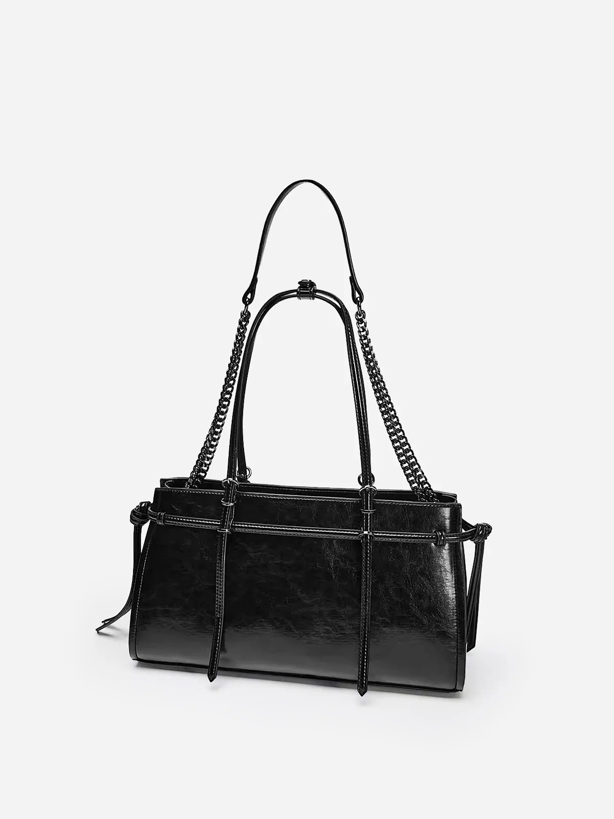 Double Strap PU Leather Tote Bag - Wholesalesil