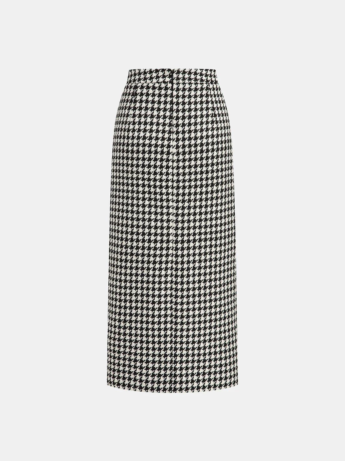 Houndstooth Tweed Slit Front Maxi Skirt - Wholesalesil