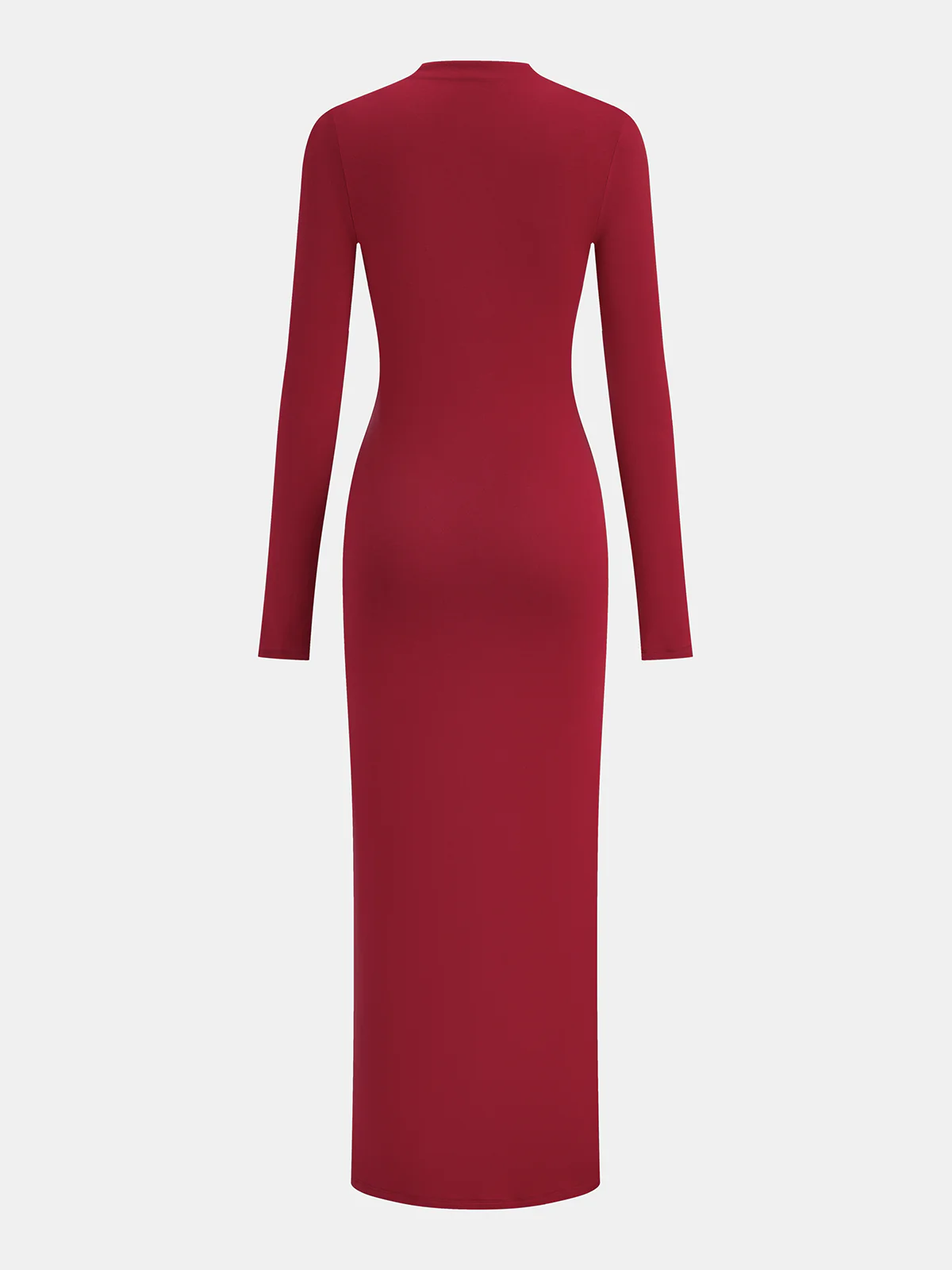 Metal Detail Mock Neck Long Sleeve Maxi Dress - Wholesalesil