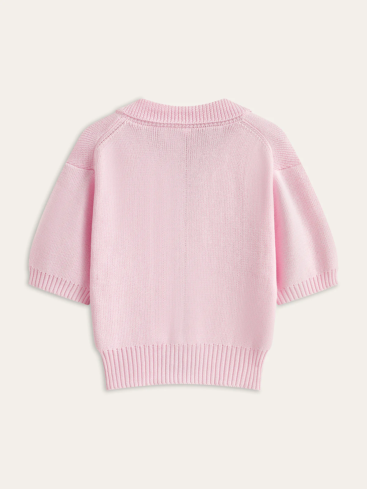 Short-Sleeved Knit Top with Bow Detail - Wholesalesil