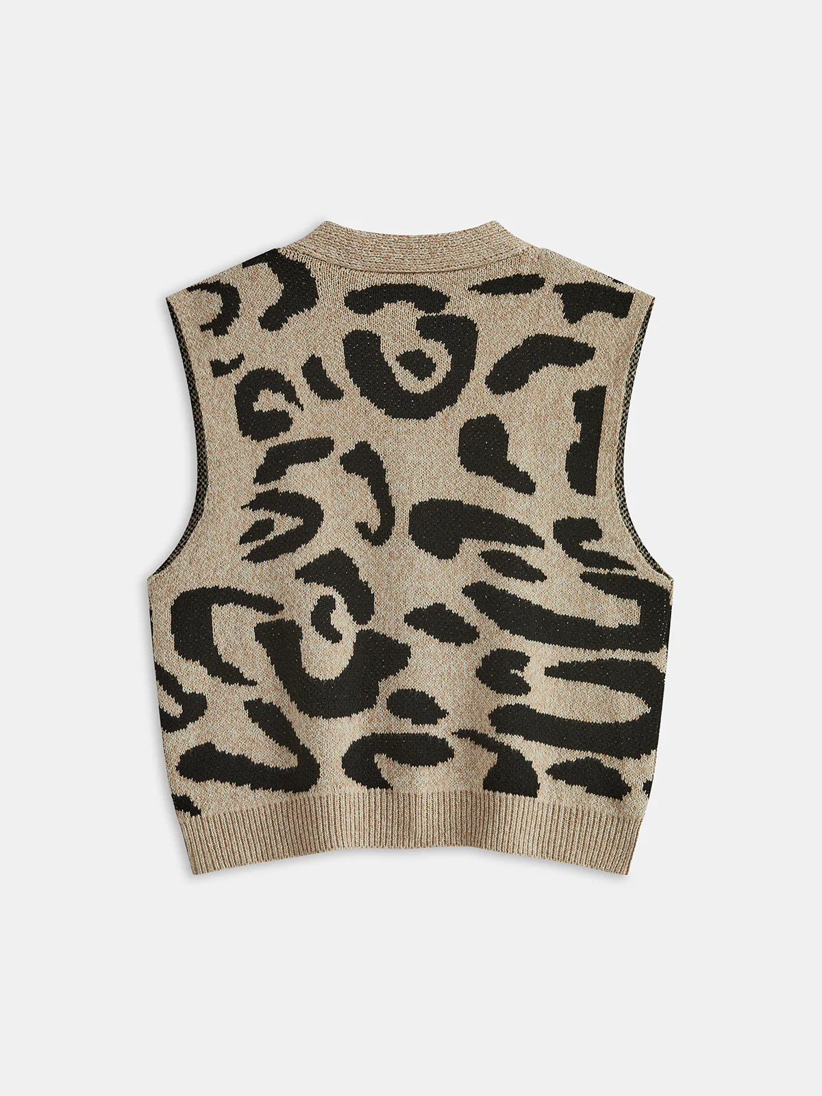 Leopard Print Wool Blend Sweater Vest - Wholesalesil