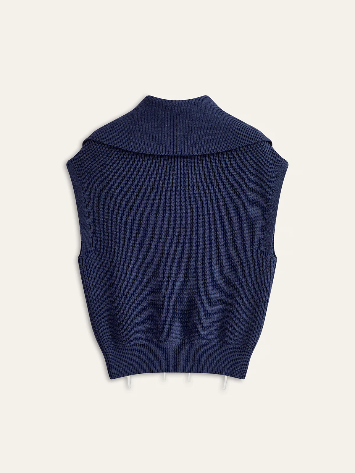 Zip Collared Knit Vest with Stitch Detailing - Wholesalesil