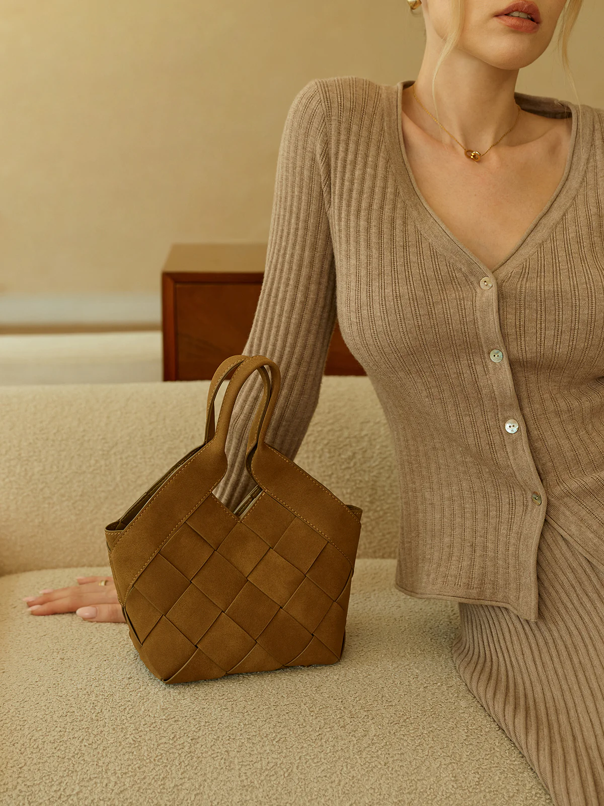 Woven PU Tote Bag - Wholesalesil