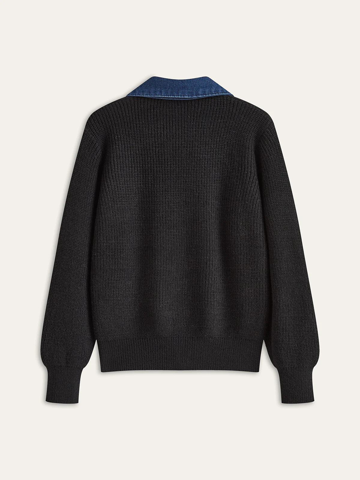 Denim Panel Knit Cardigan - Wholesalesil