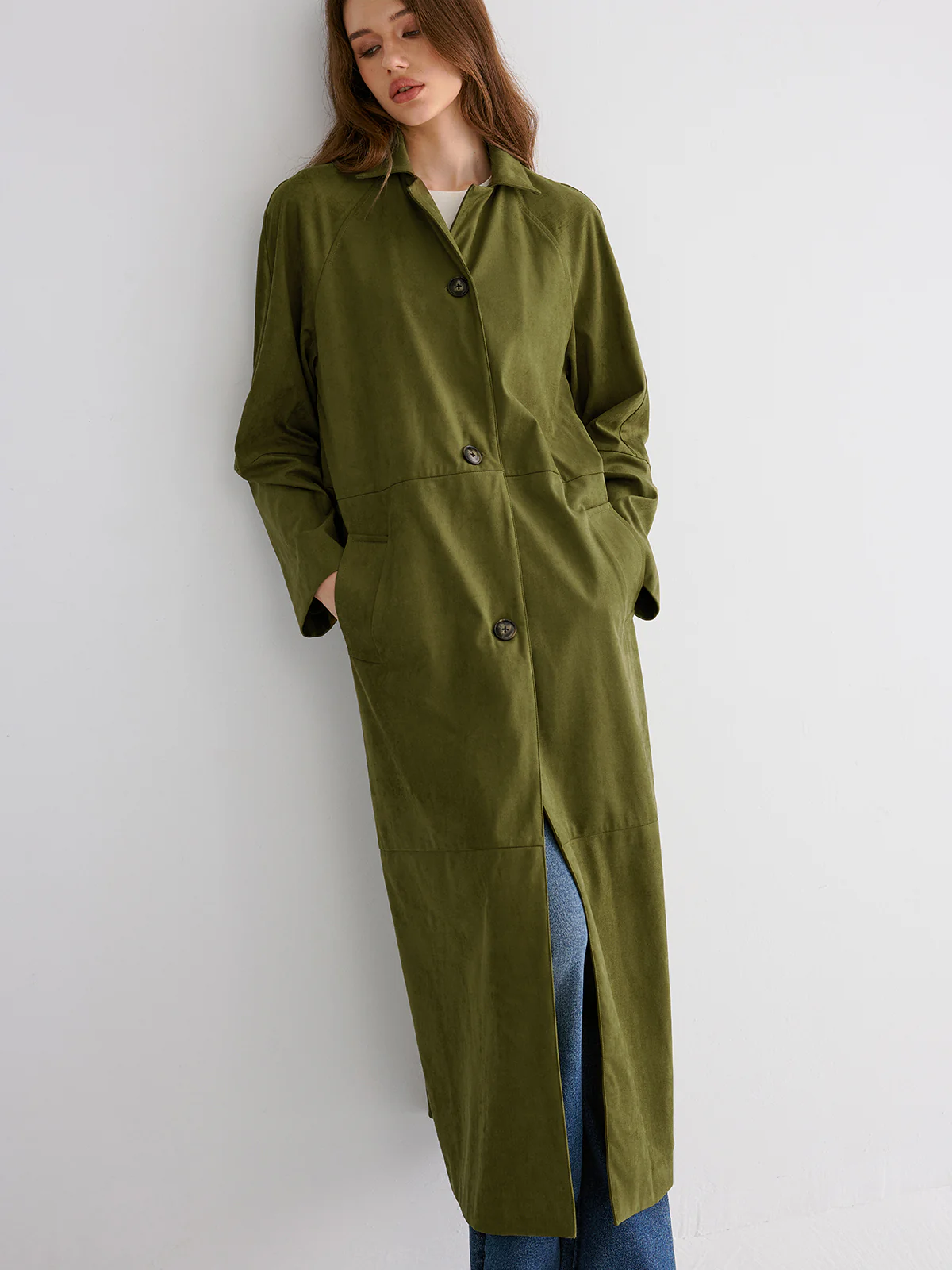 Button Through Cotton A Line Trench Coat - Wholesalesil