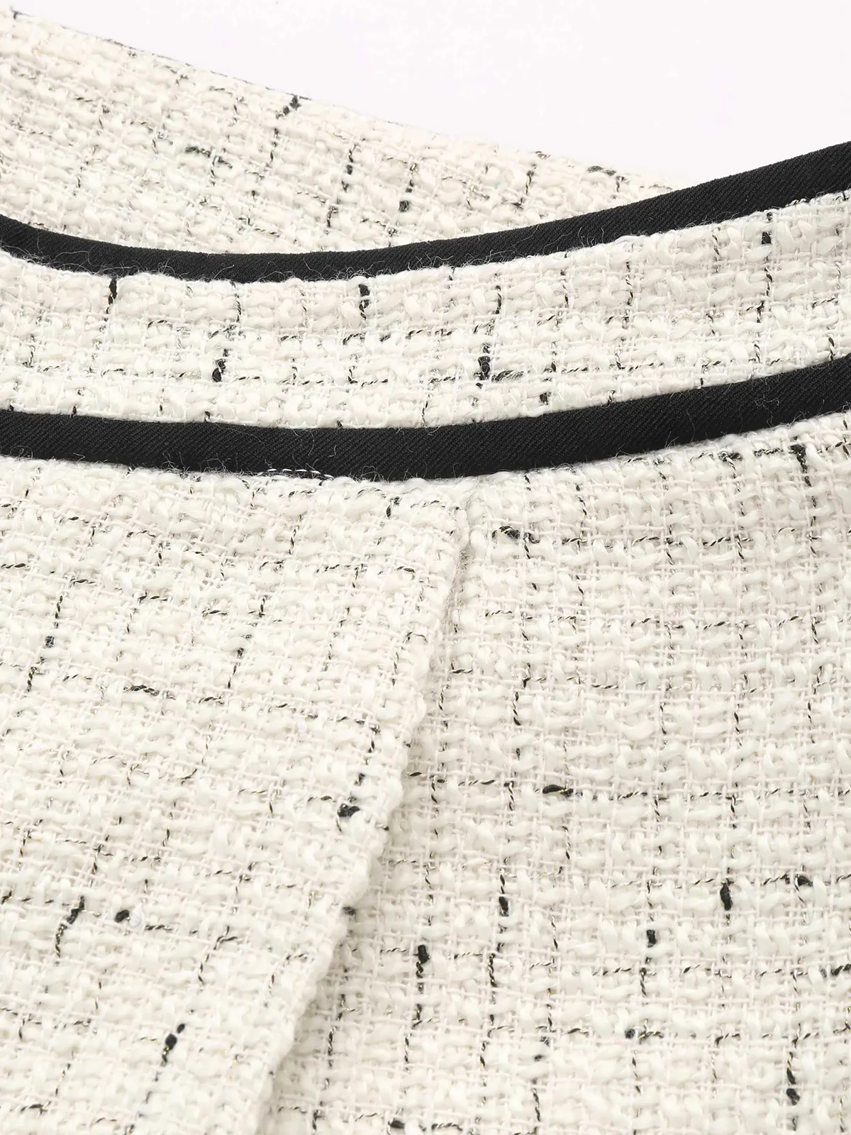 Contrast Waistband Tweed Wide-Leg Pants - Wholesalesil