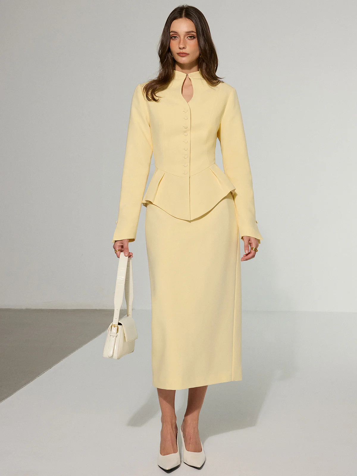 Decor Pocket Back Slit Midi Skirt - Wholesalesil