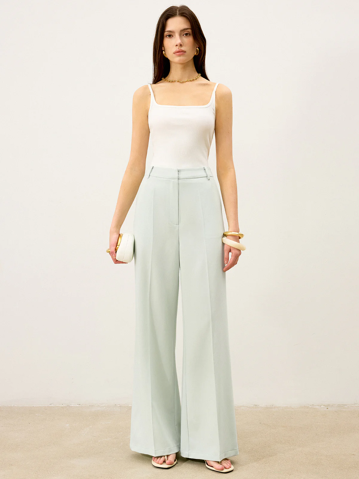 High-Waisted Wide-Leg Pants - Wholesalesil