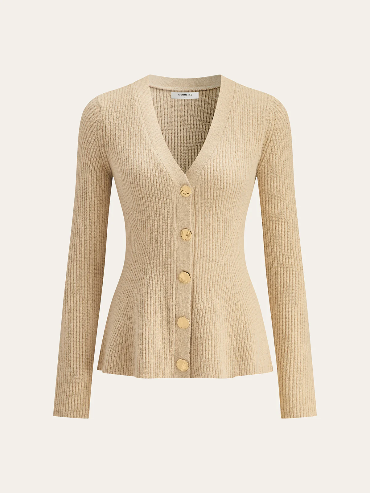 V-Neck Button Ribbed Cardigan - Wholesalesil