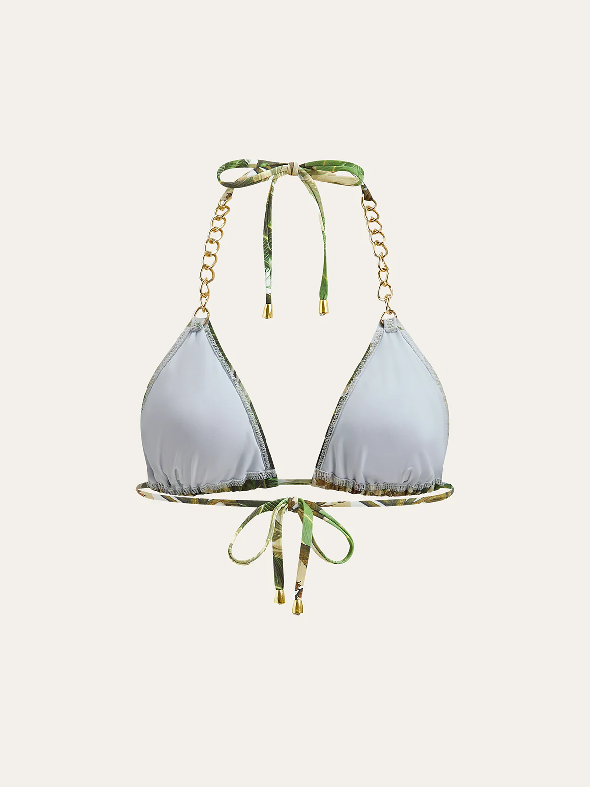 Print Chain Straps Triangle Bikini Top - Wholesalesil