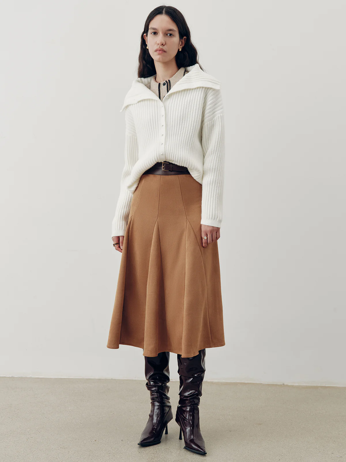 Suede Effect A-Line Maxi Skirt - Wholesalesil