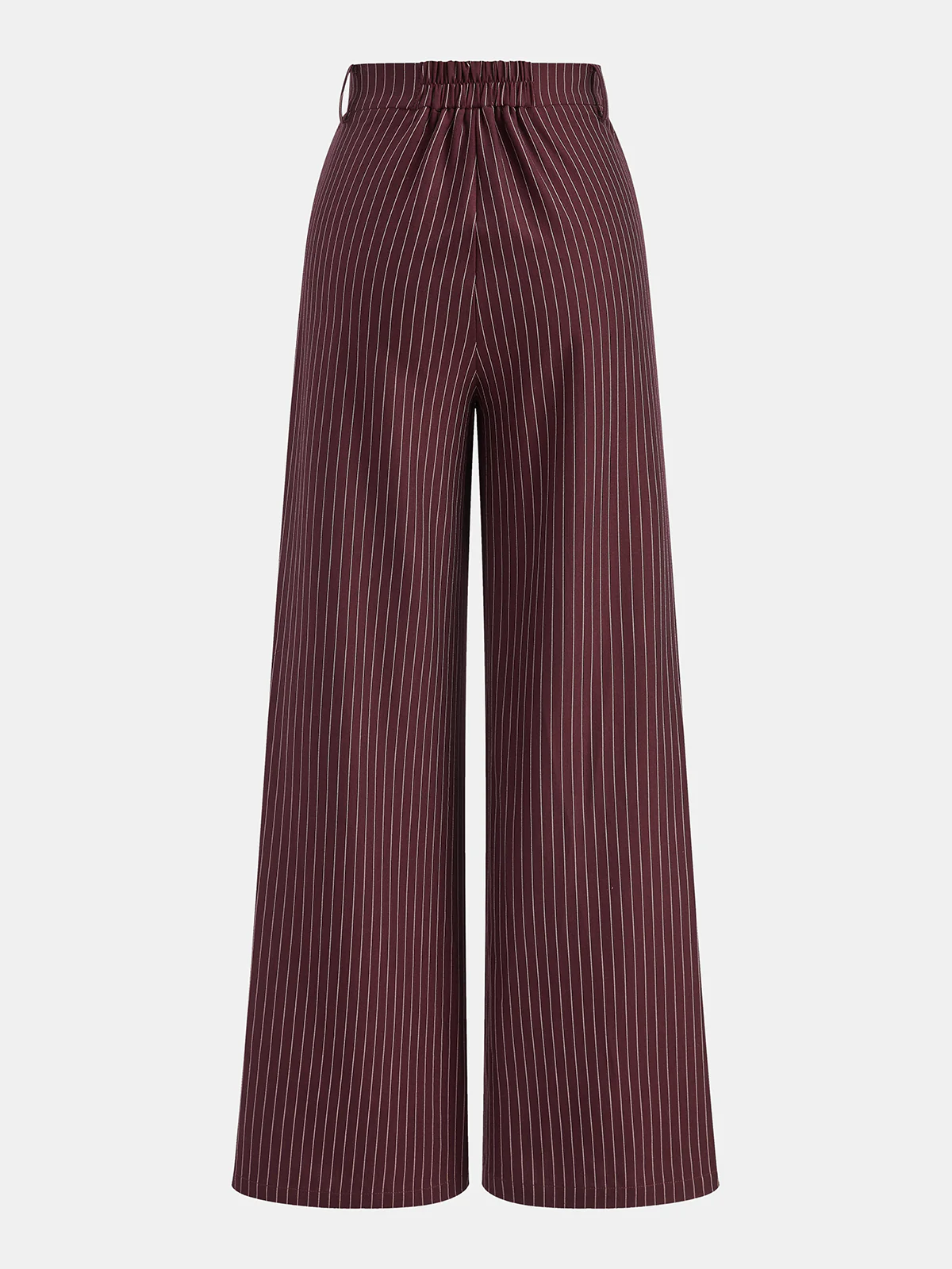 Asymmetric Waistband Pinstripe Wide-Leg Pants - Wholesalesil