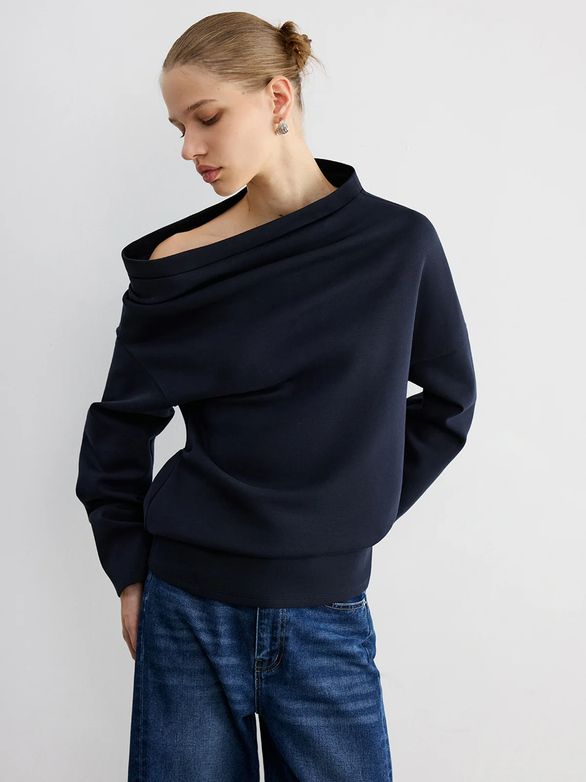 Off-Shoulder Cotton-Blend Sweatshirt - Wholesalesil