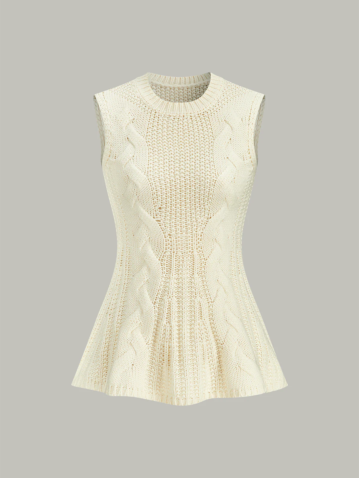 Cable Knit Sleeveless Peplum Top - Wholesalesil