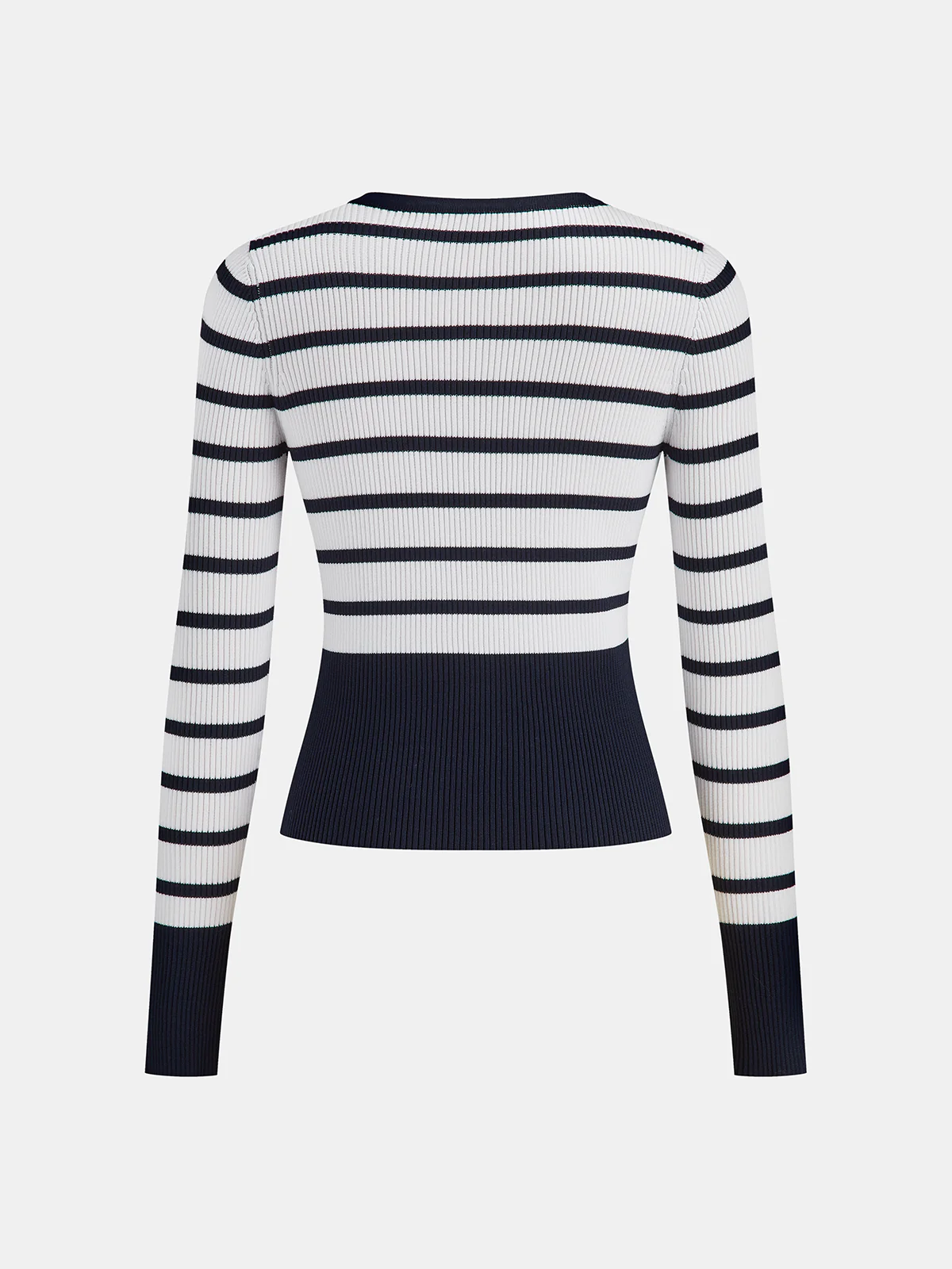 Striped Ribbed Knit Cardigan - Wholesalesil