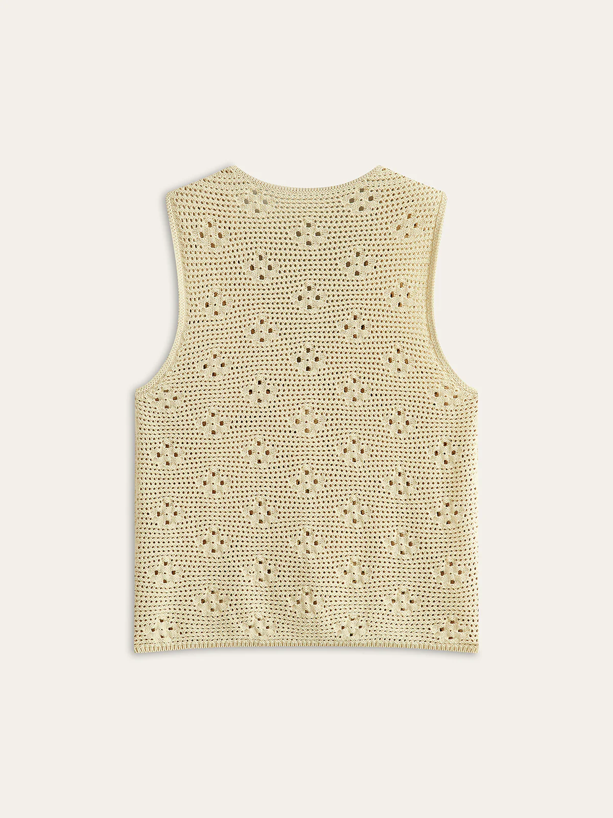 Crochet Knit Vest with Floral Detail - Wholesalesil