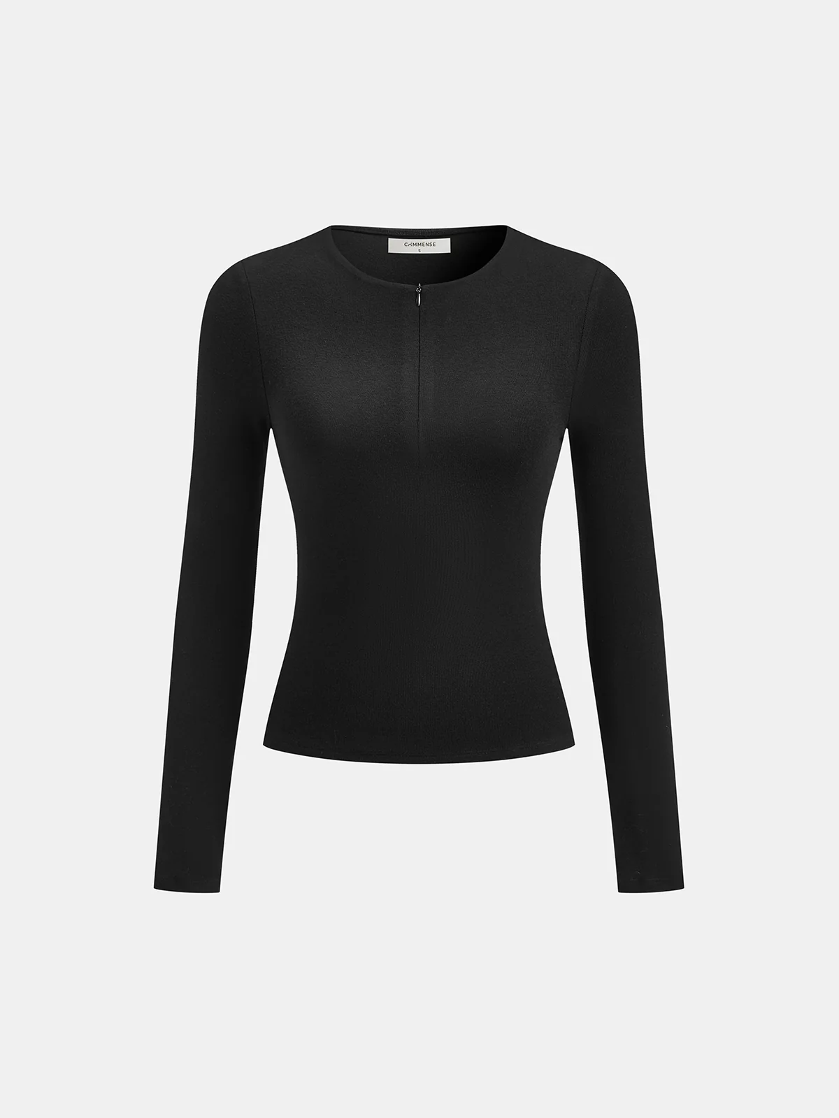 Slim Fit Zip-Front Long Sleeve T-Shirt - Wholesalesil