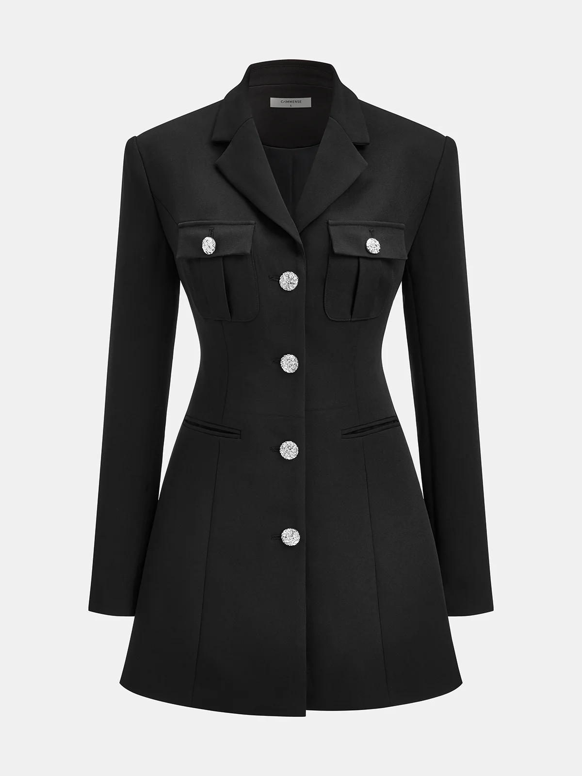 Buttoned Collared Tailored Blazer Dress - Wholesalesil