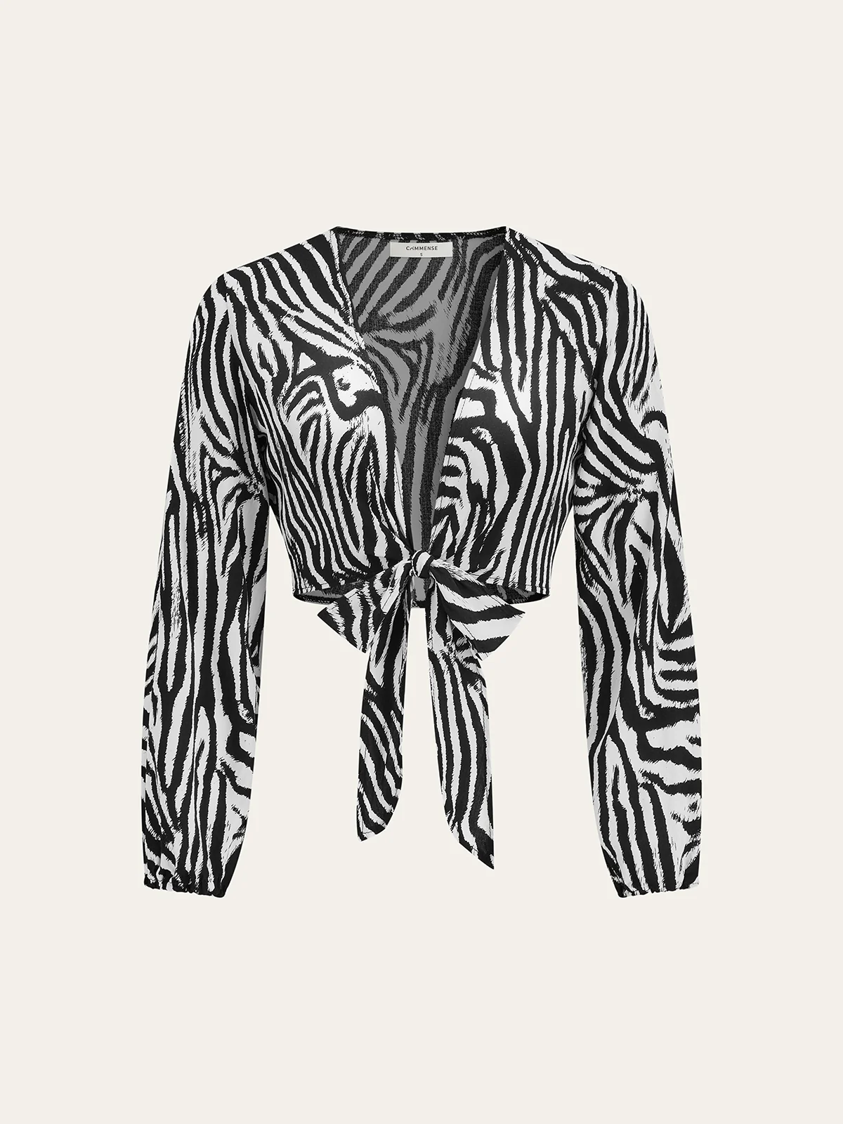 Zebra Print Tie-Front Top - Wholesalesil