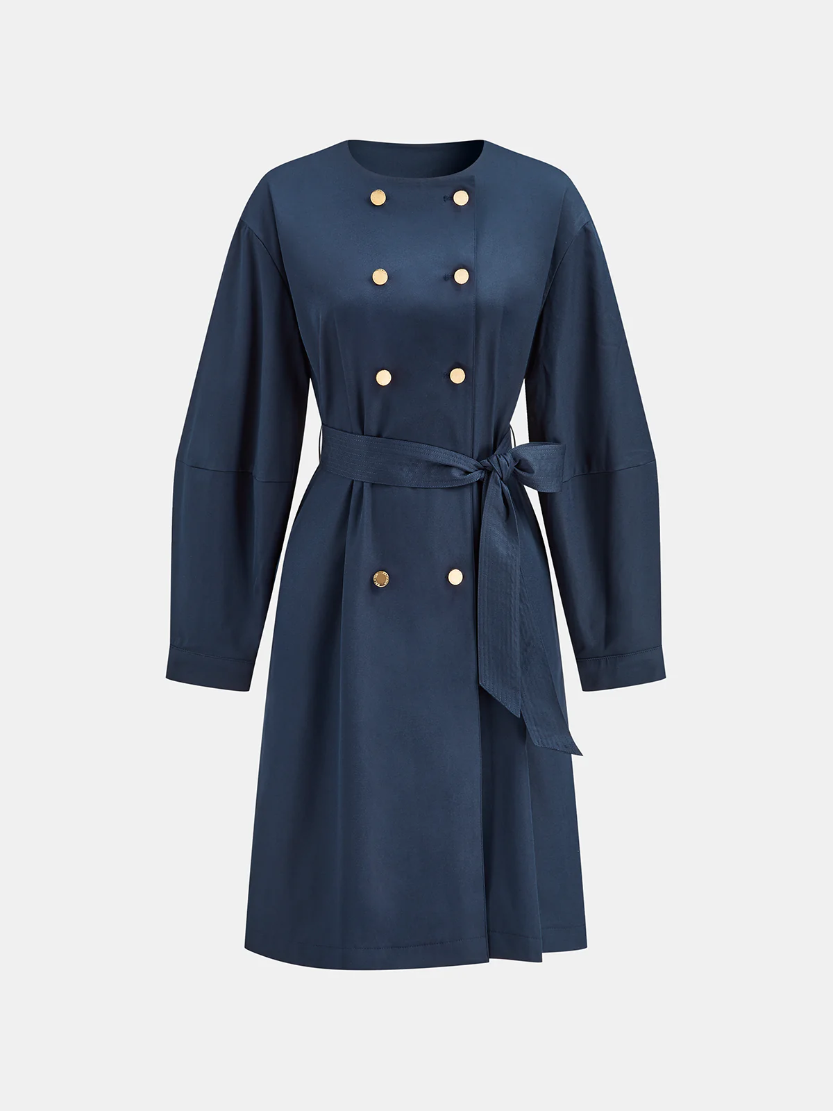 Double Breasted Belted Trench Coat - Wholesalesil
