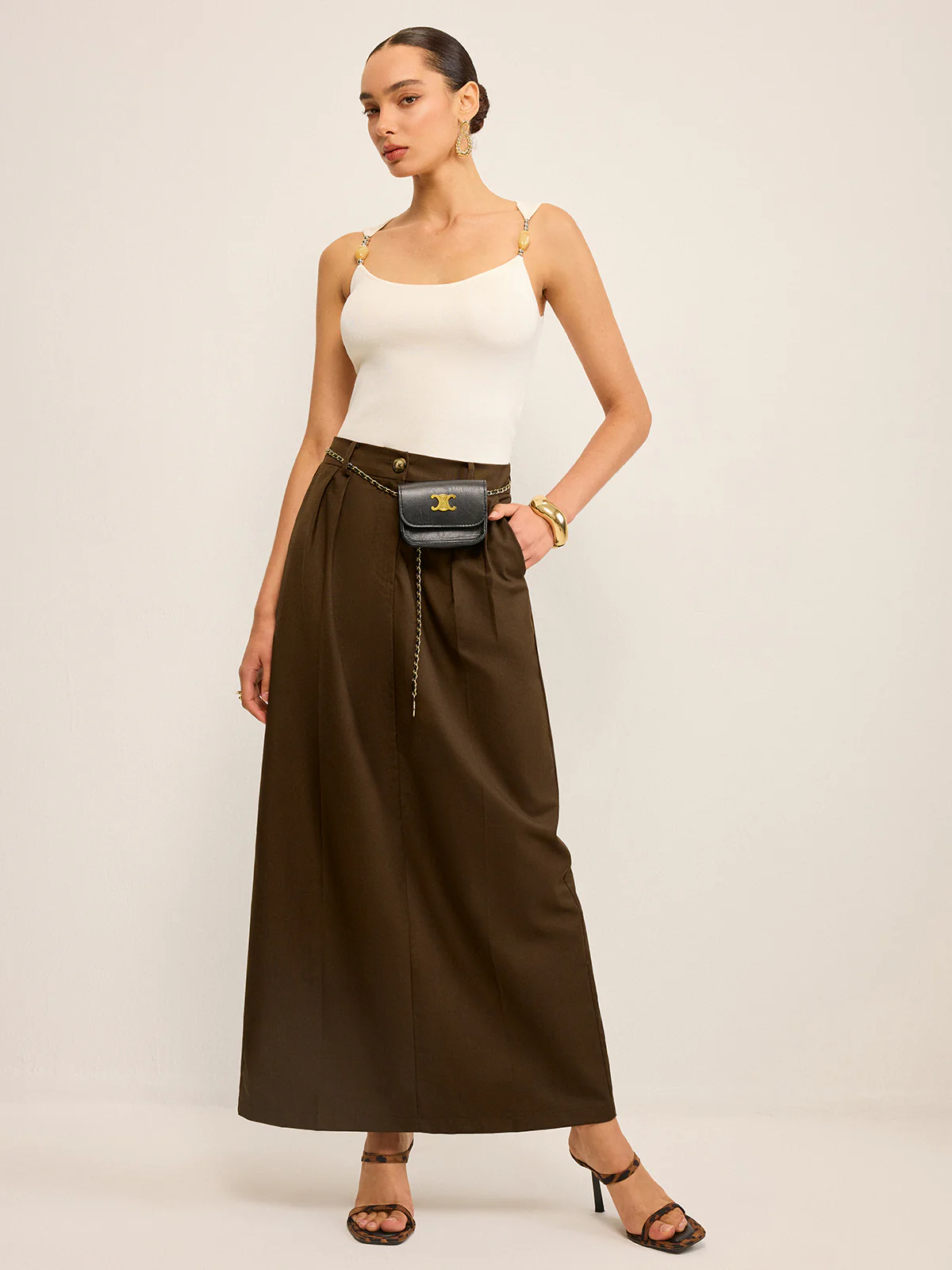 Pocketed High-Waisted Maxi Skirt - Wholesalesil