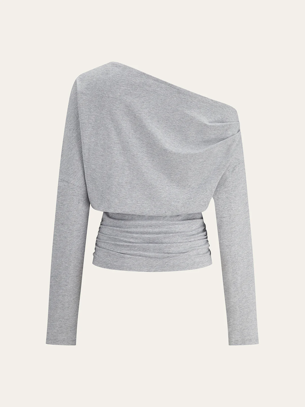 One-Shoulder Draped Ruched Sweatshirt - Wholesalesil