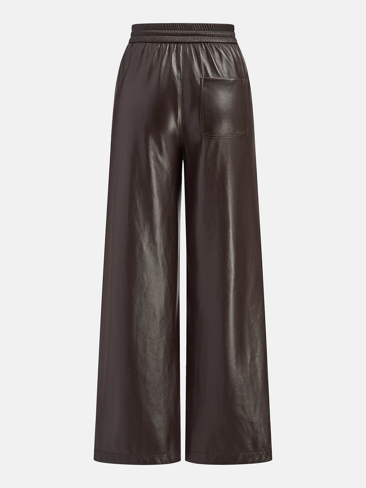 Faux Leather High-Waist Drawstring Wide-Leg Pants - Wholesalesil