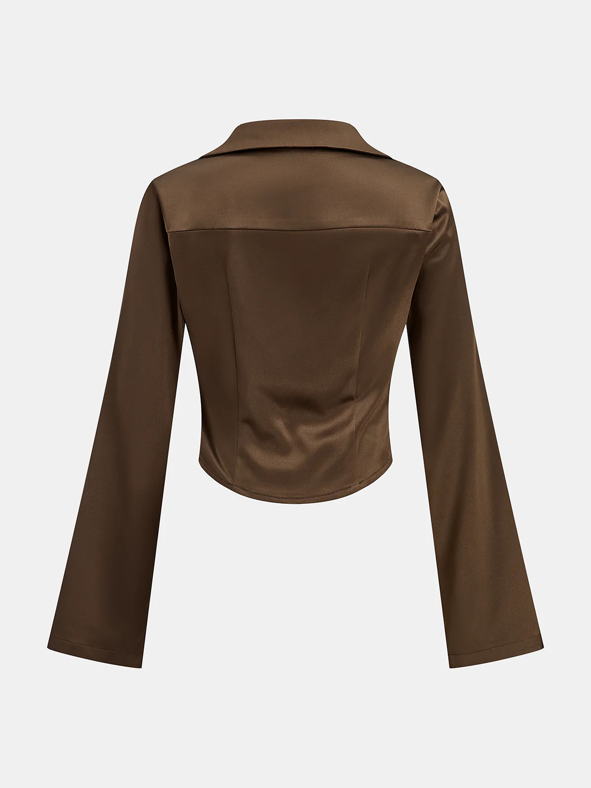 Satin Cowl Neck Long Sleeve Shirt - Wholesalesil