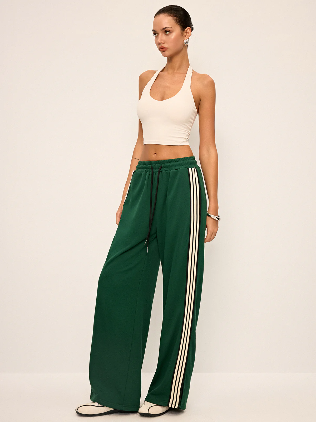 Side Stripe Wide-Leg Sweatpants - Wholesalesil