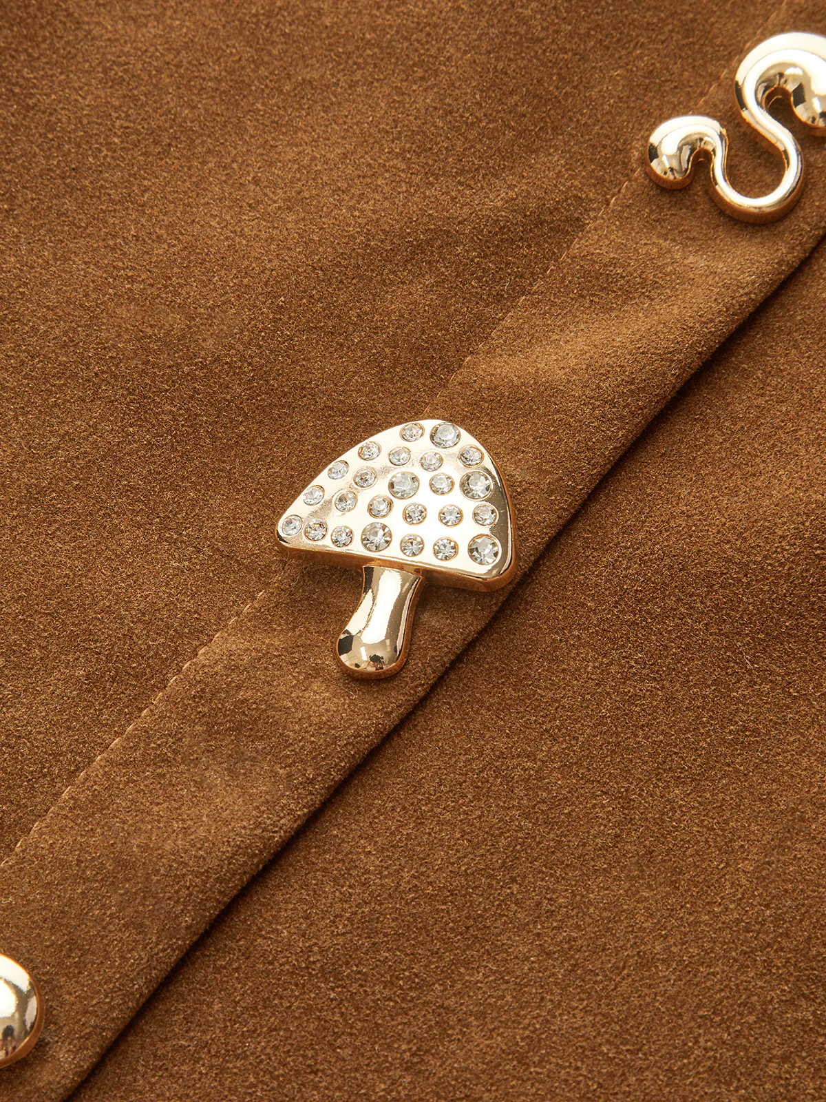 Irregular Metal Detail Suede Effect Mini Skirt - Wholesalesil