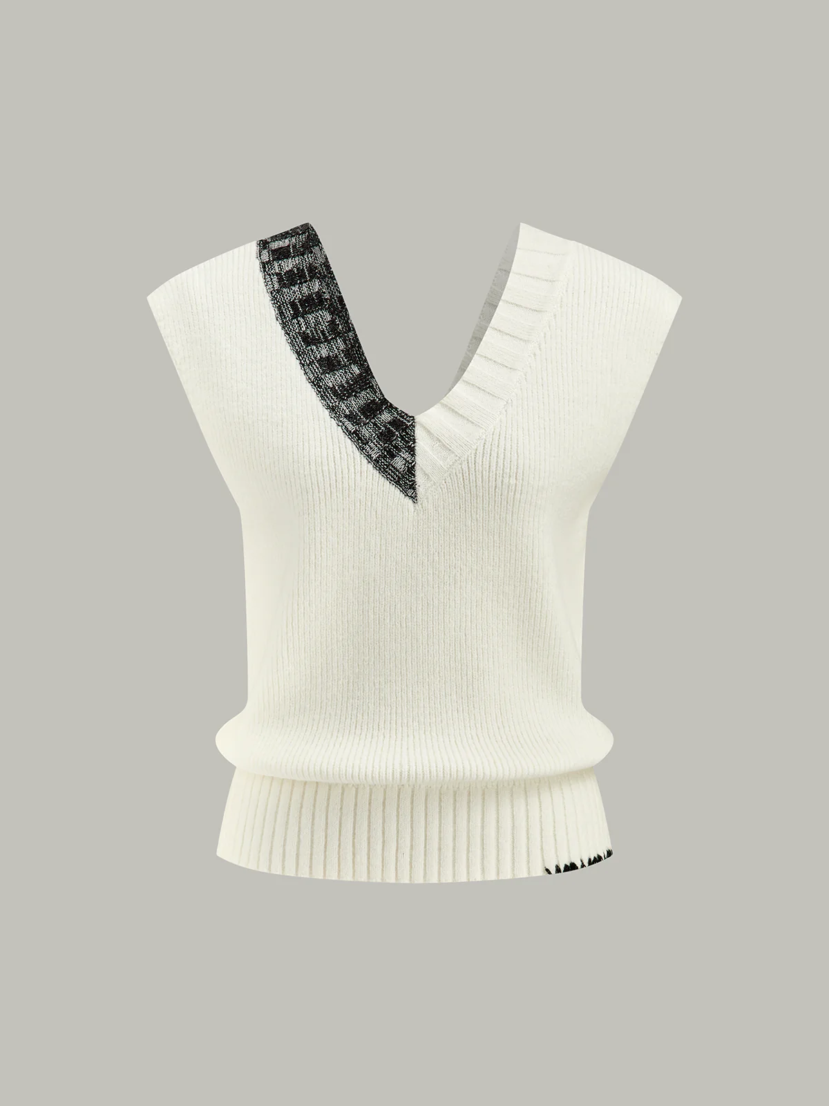 Two-Tone Reversible V-Neck Knit Vest - Wholesalesil