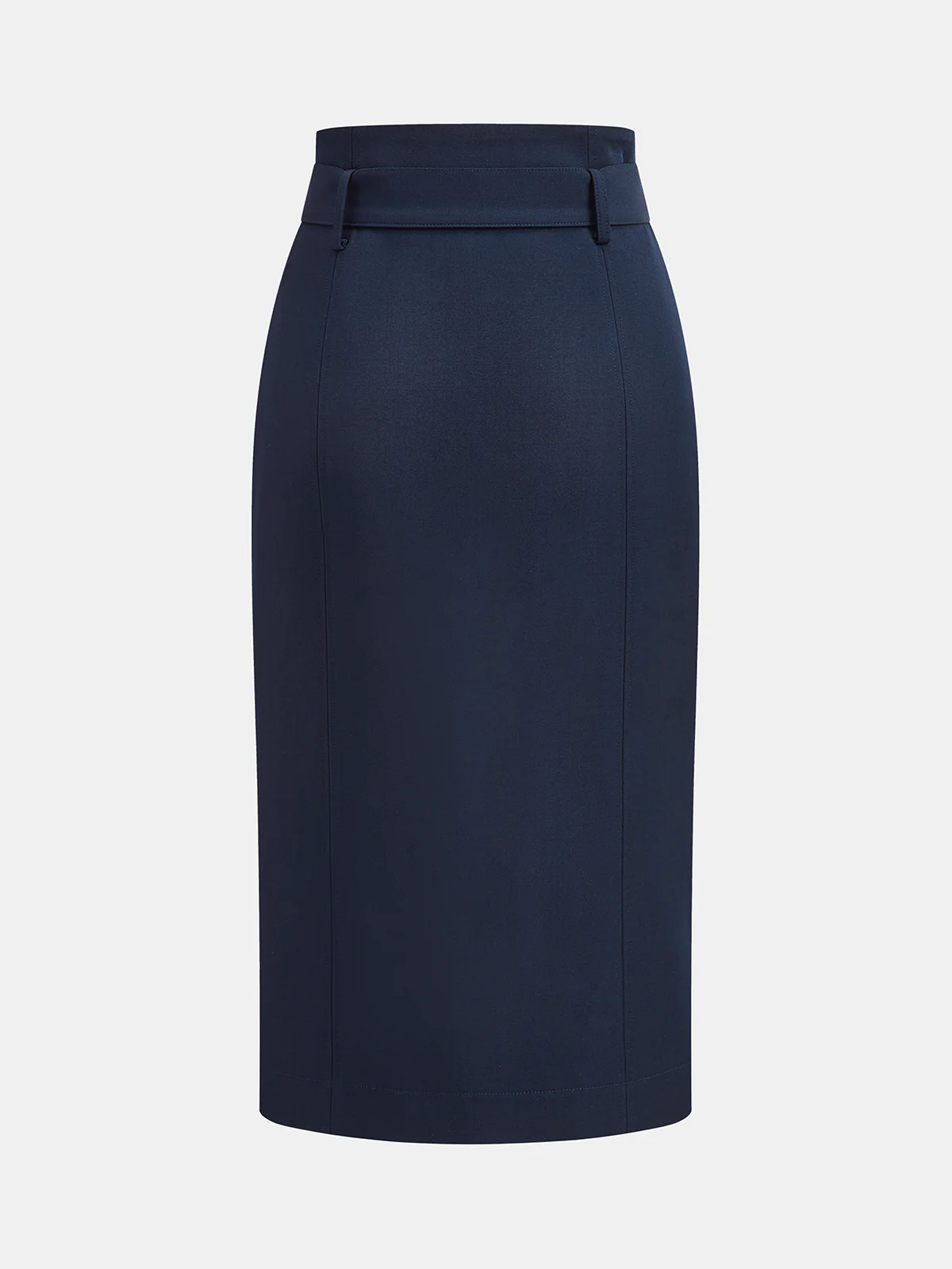 Belted Zip-Front Split Midi Skirt - Wholesalesil
