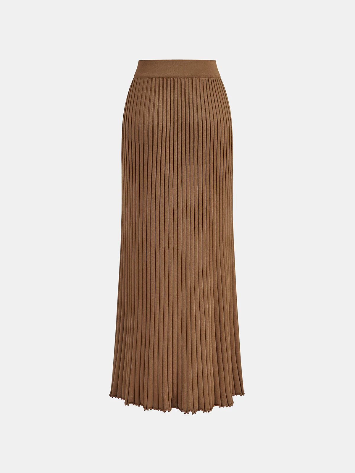 Ribbed Side Slit Button Detail Midi Skirt - Wholesalesil