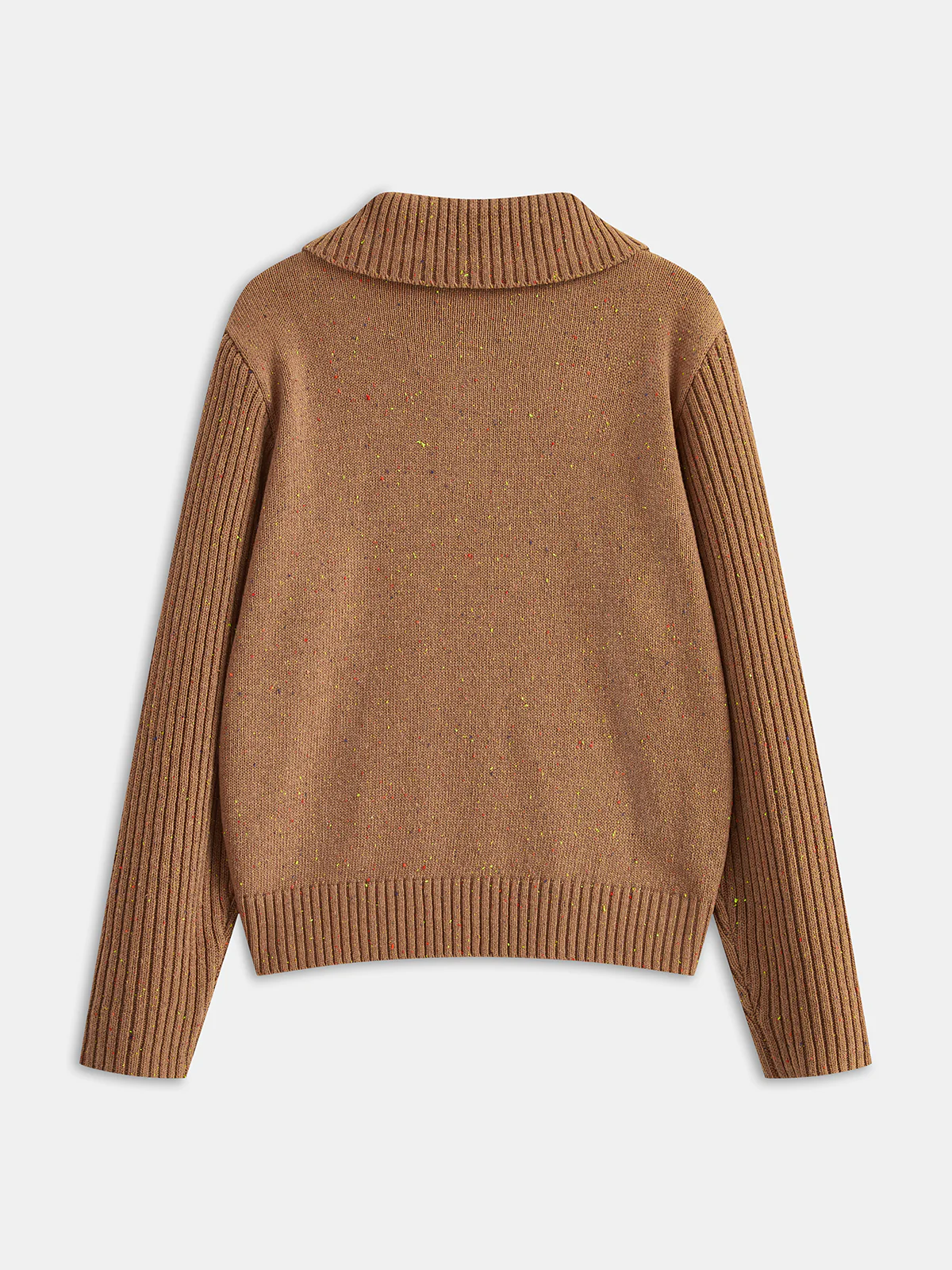 Subtle Fleck Detail Wool-Blend Knit Polo Sweater - Wholesalesil