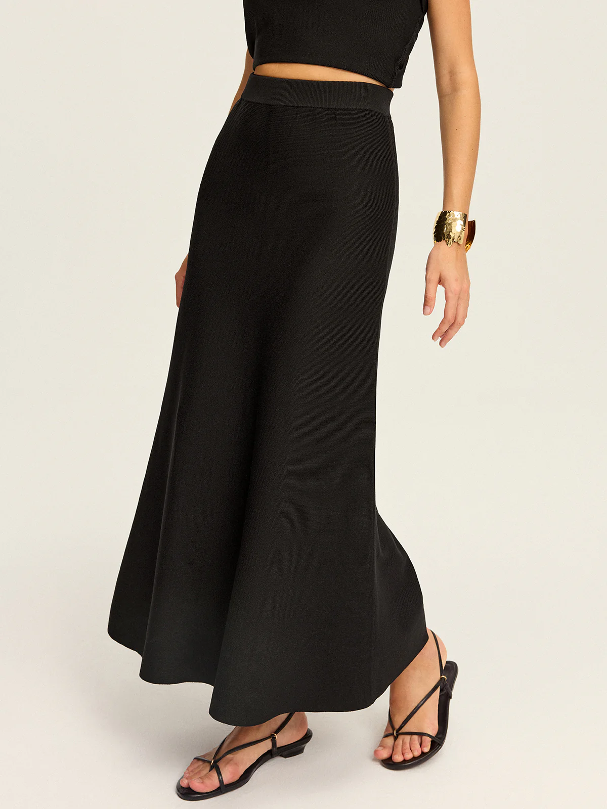 Knit Elastic-Waist Maxi Skirt - Wholesalesil
