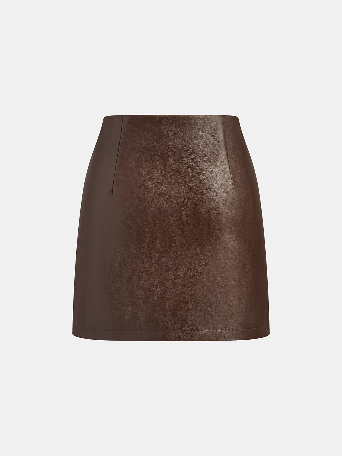 PU Leather Metal Detail Mini Skirt - Wholesalesil