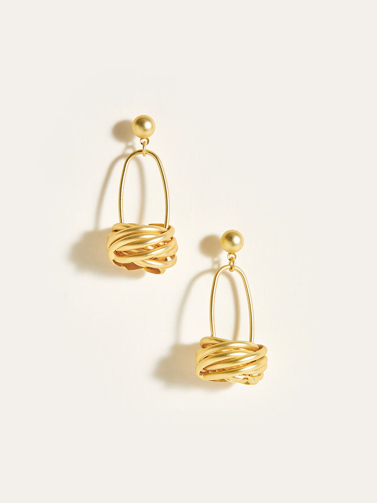 Golden Basket Drop Earrings - Wholesalesil