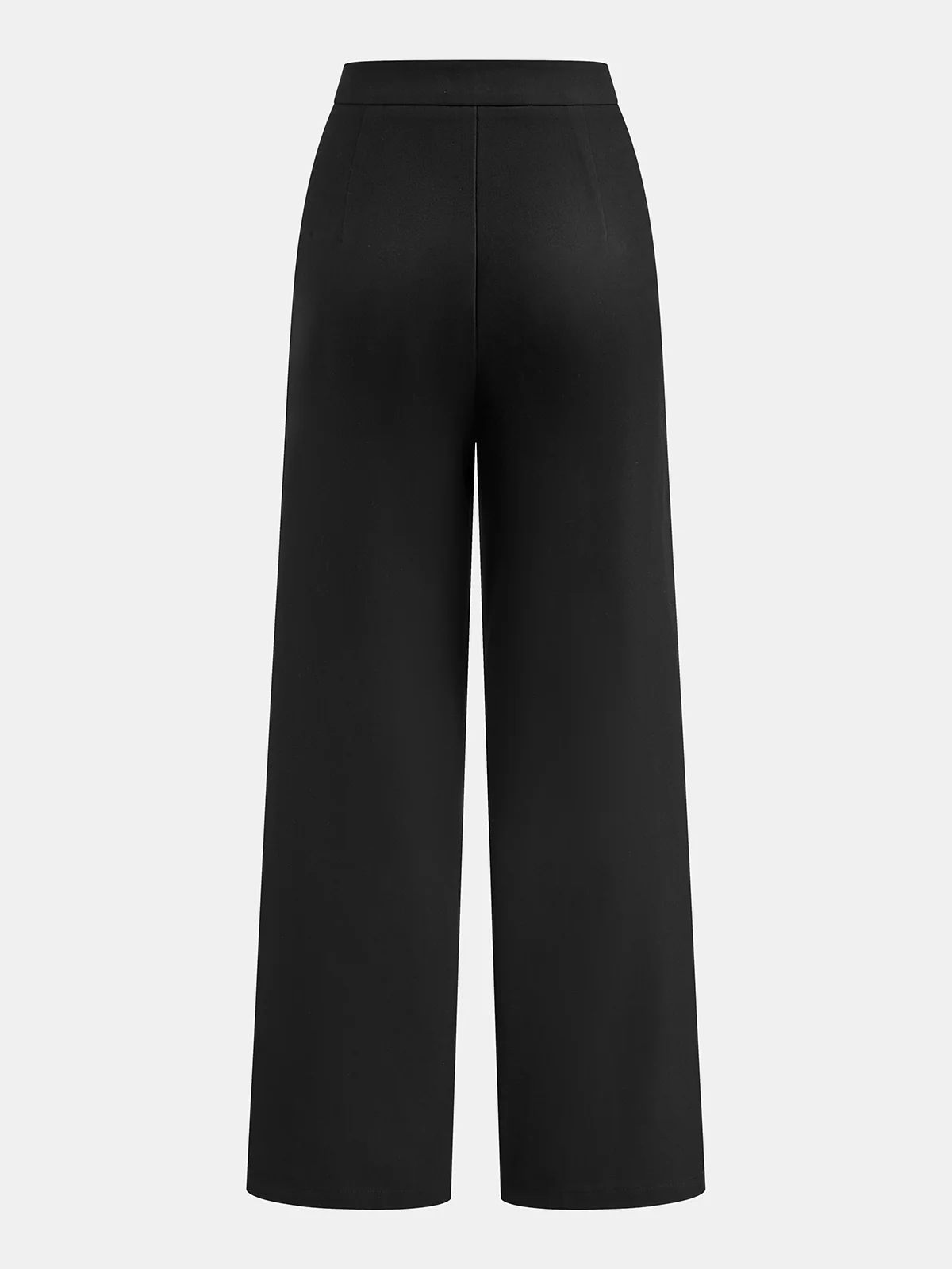 Metal Detail Mid-Waist Pleated Wide-Leg Pants - Wholesalesil