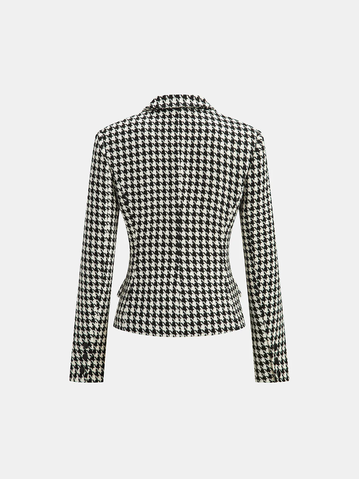 Houndstooth Tweed Double-Breasted Blazer - Wholesalesil