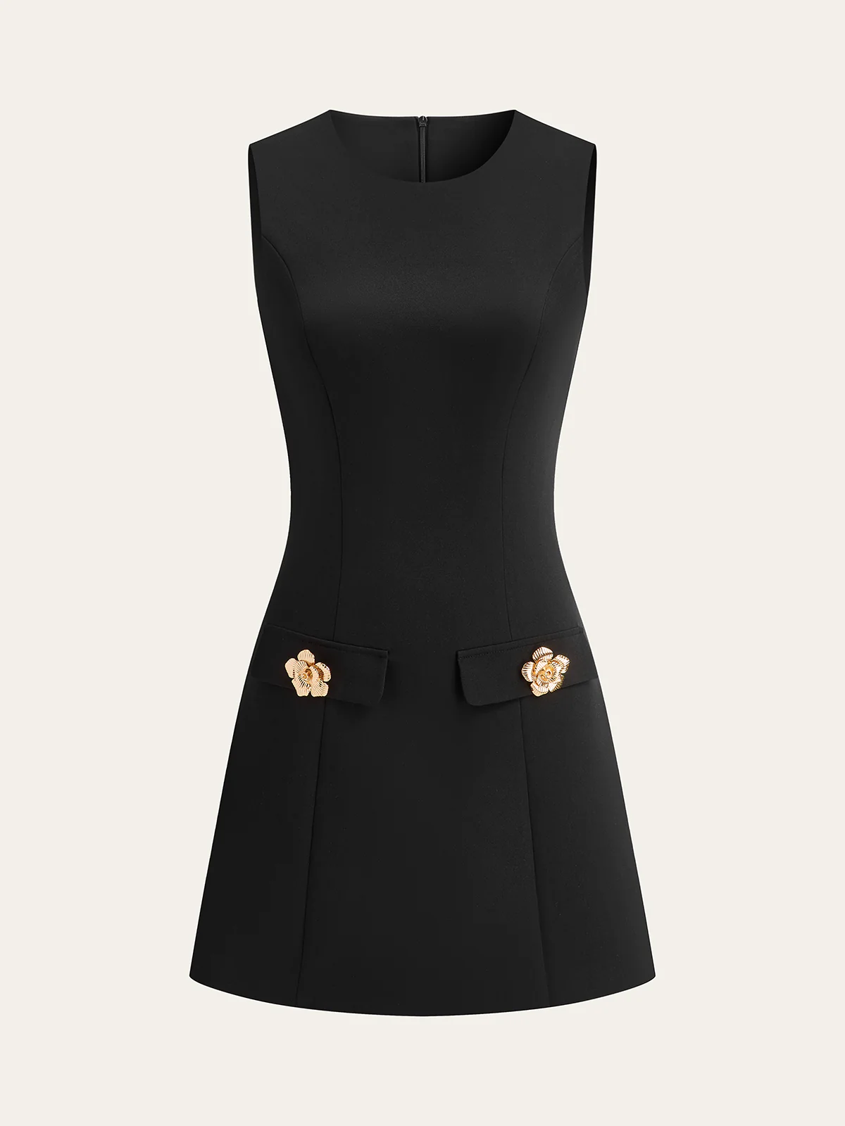 Detachable Cape Metal Floral Detail Dress Set - Wholesalesil