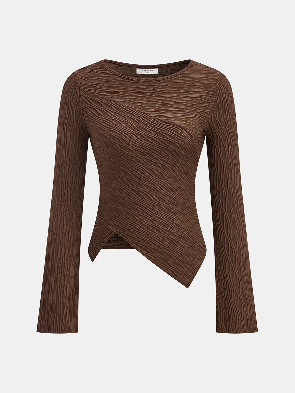 Textured Asymmetric Top and Pants Set - Wholesalesil